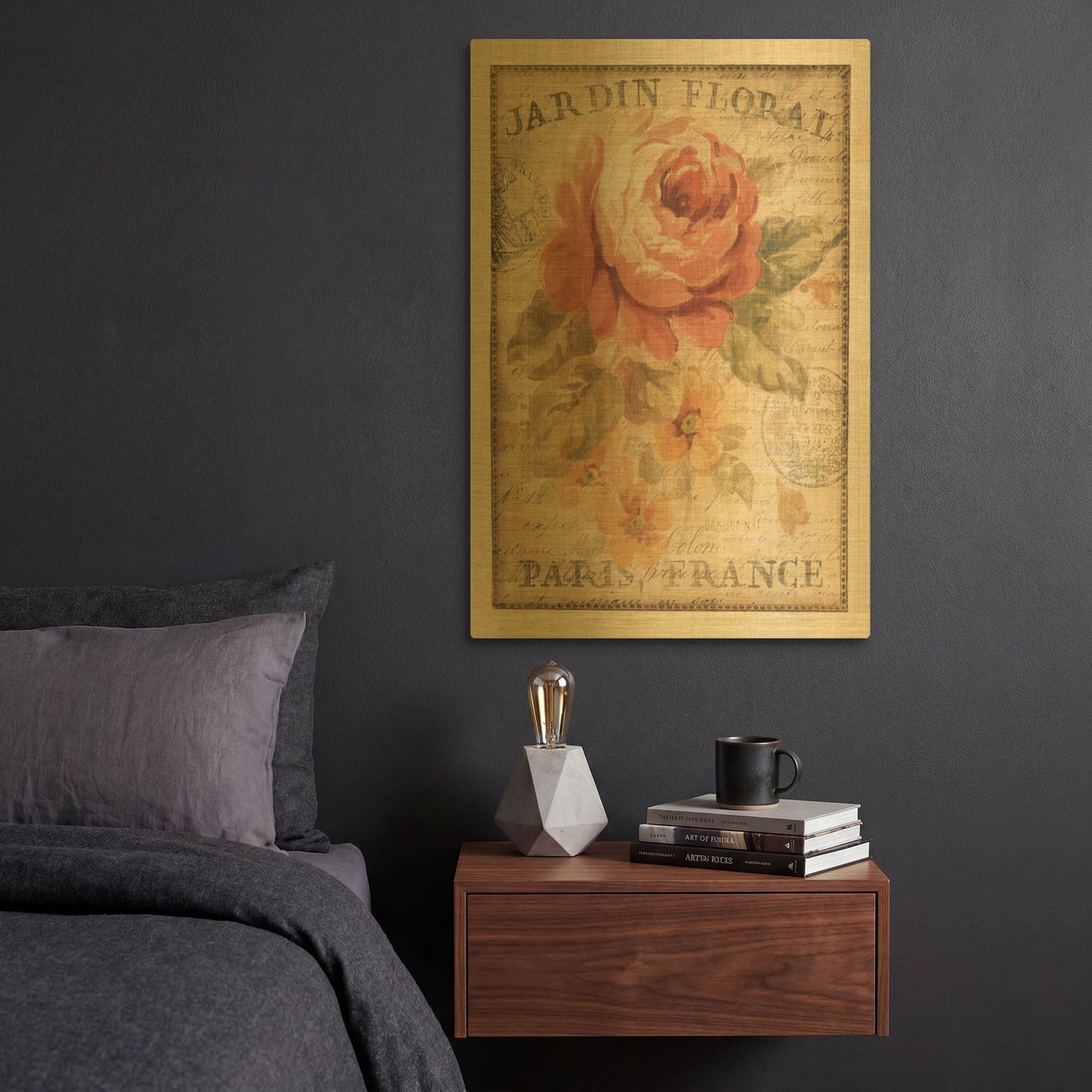'Parisian Flowers II' By Danhui Nai Gold Metal Wall Art