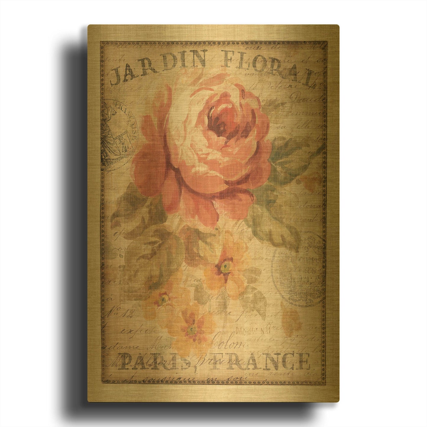 'Parisian Flowers II' By Danhui Nai Gold Metal Wall Art