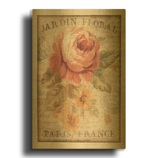 'Parisian Flowers II' By Danhui Nai Gold Metal Wall Art