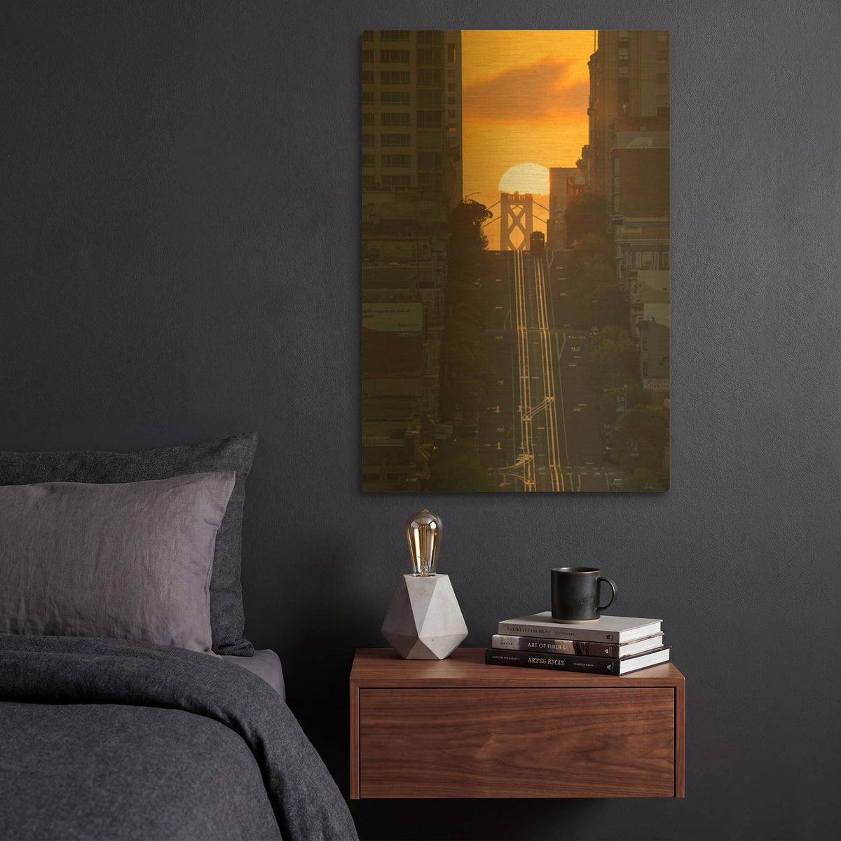 'Lombard Street Cable Car' By Bruce Getty Gold Metal Wall Art