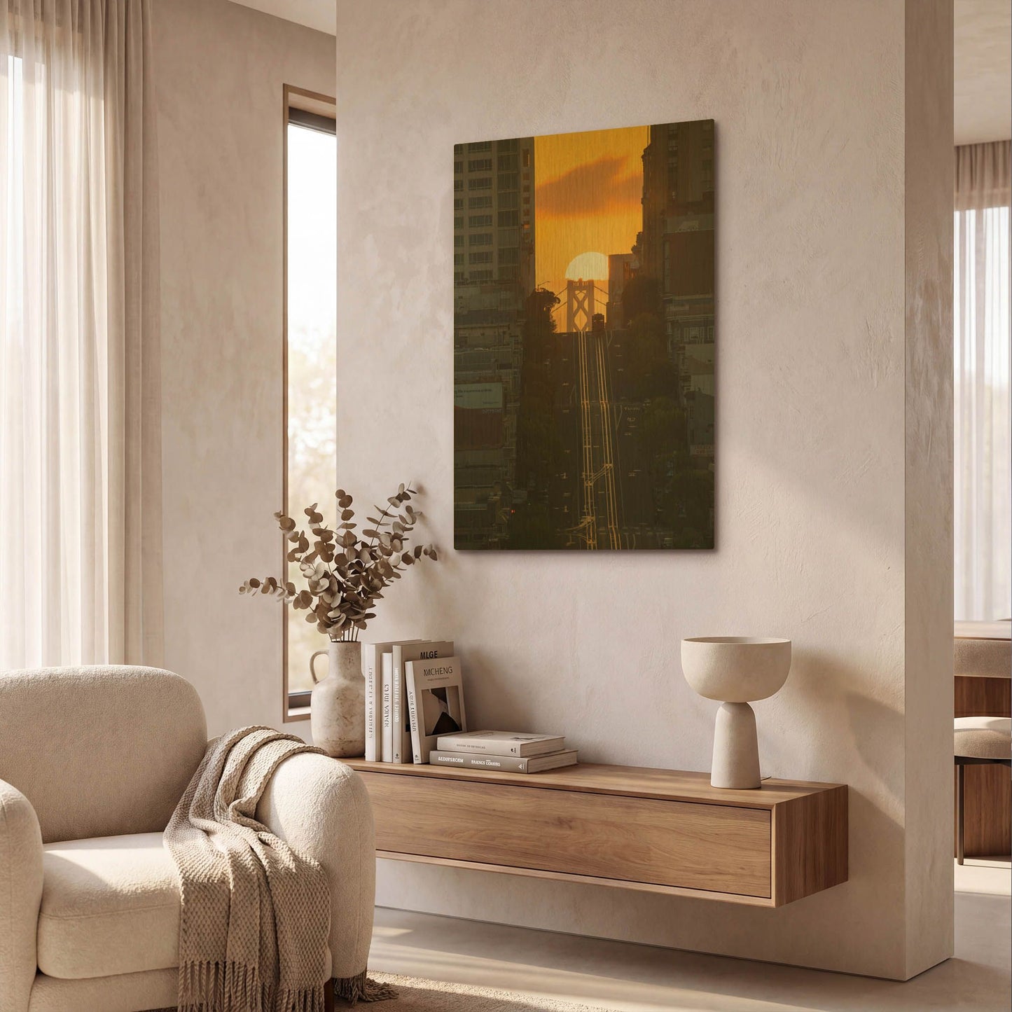 'Lombard Street Cable Car' By Bruce Getty Gold Metal Wall Art