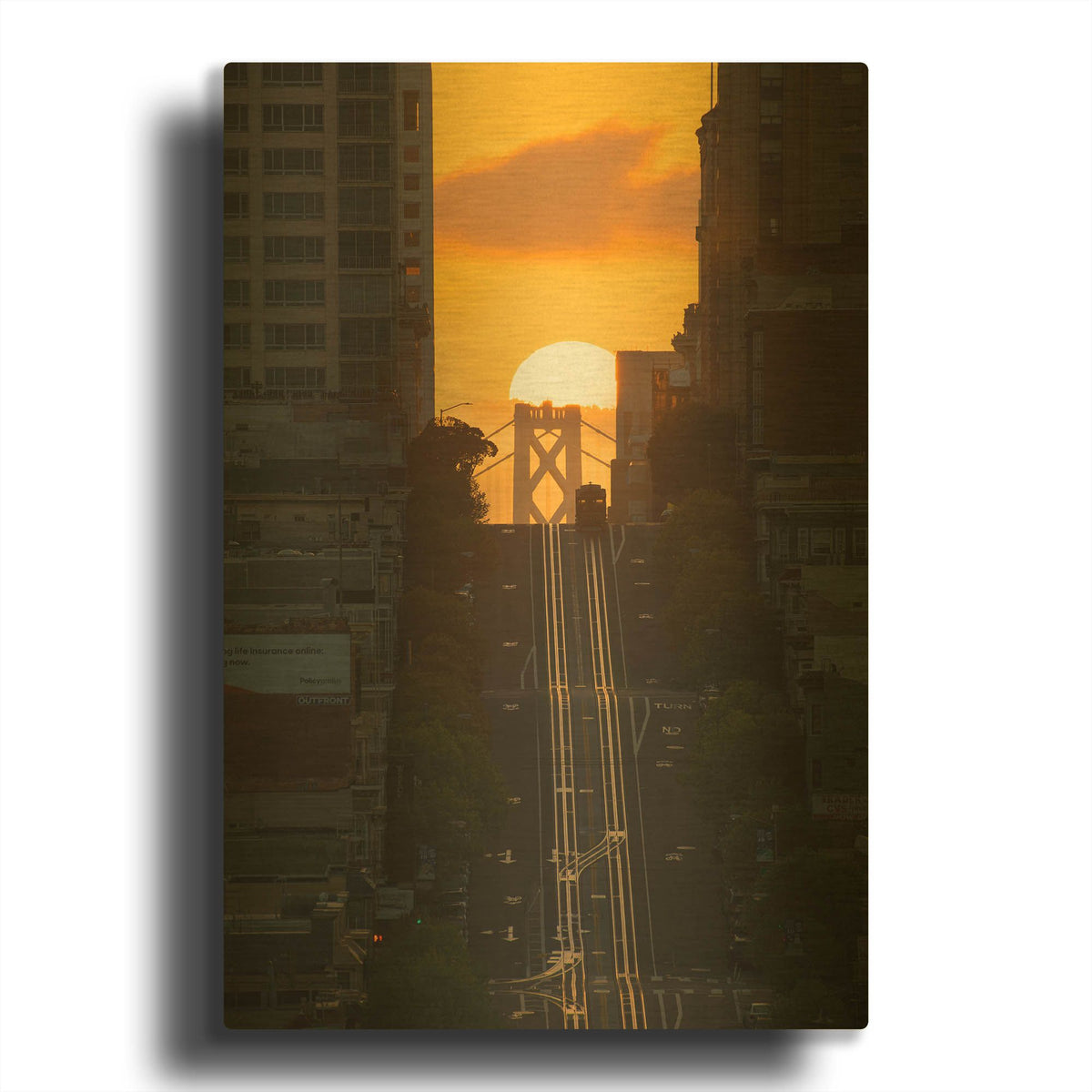 'Lombard Street Cable Car' By Bruce Getty Gold Metal Wall Art