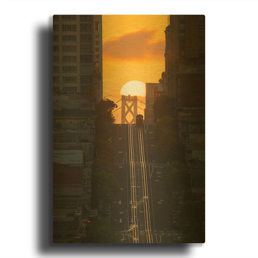 'Lombard Street Cable Car' By Bruce Getty Gold Metal Wall Art