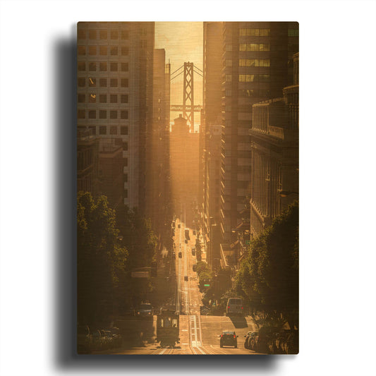 'Morning Trolley 2' By Bruce Getty Gold Metal Wall Art