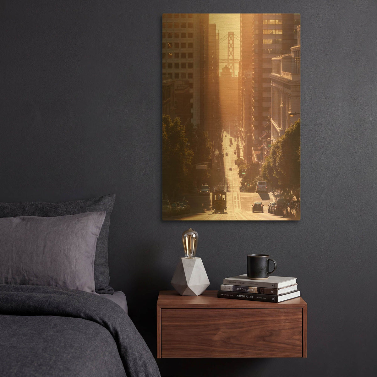 'Morning Trolly' By Bruce Getty Gold Metal Wall Art