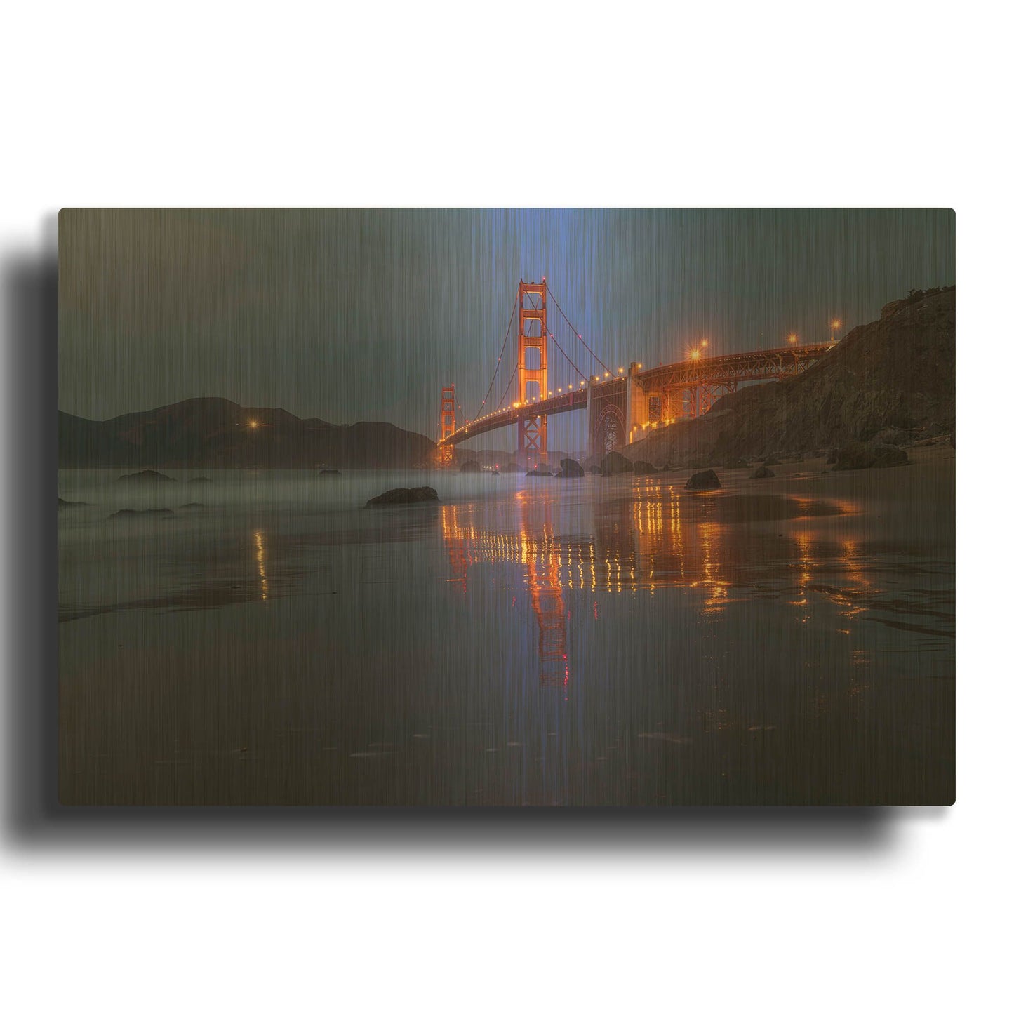 'Reflection Marshall Beach' By Bruce Getty Gold Metal Wall Art