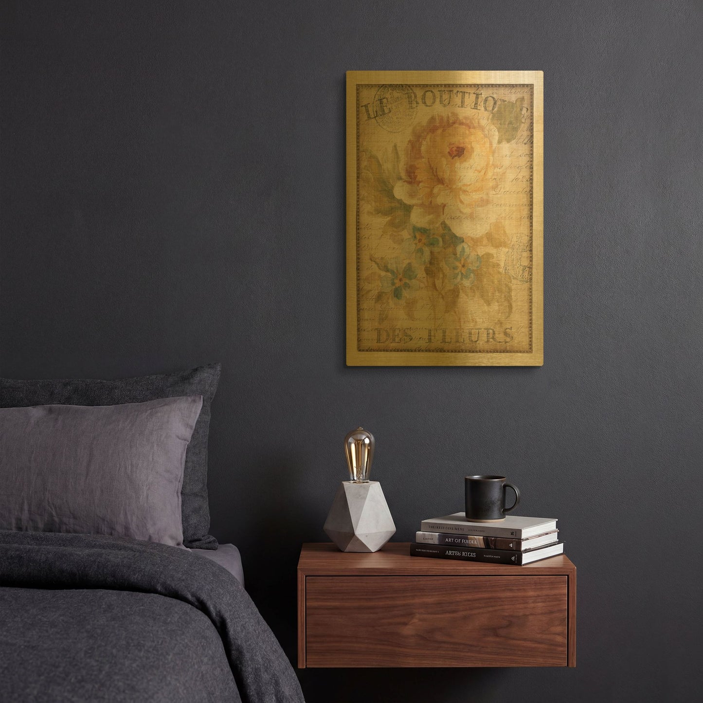 'Parisian Flowers I' By Danhui Nai Gold Metal Wall Art