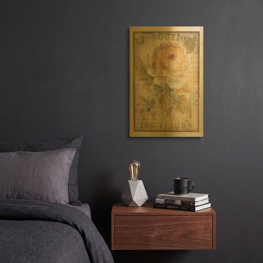 'Parisian Flowers I' By Danhui Nai Gold Metal Wall Art