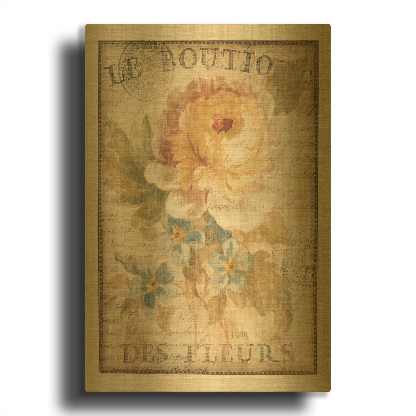'Parisian Flowers I' By Danhui Nai Gold Metal Wall Art