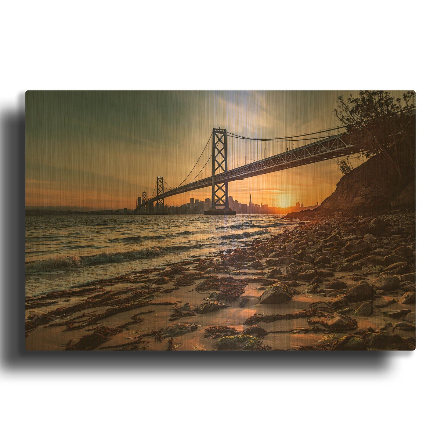'Sunset from the Island 2' By Bruce Getty Gold Metal Wall Art