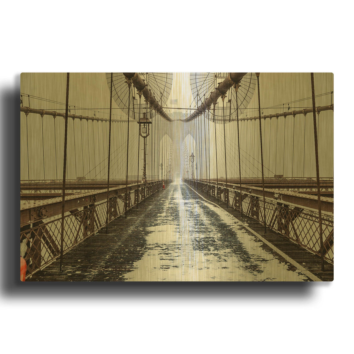 'The Brooklyn Bridge' By Bruce Getty Gold Metal Wall Art