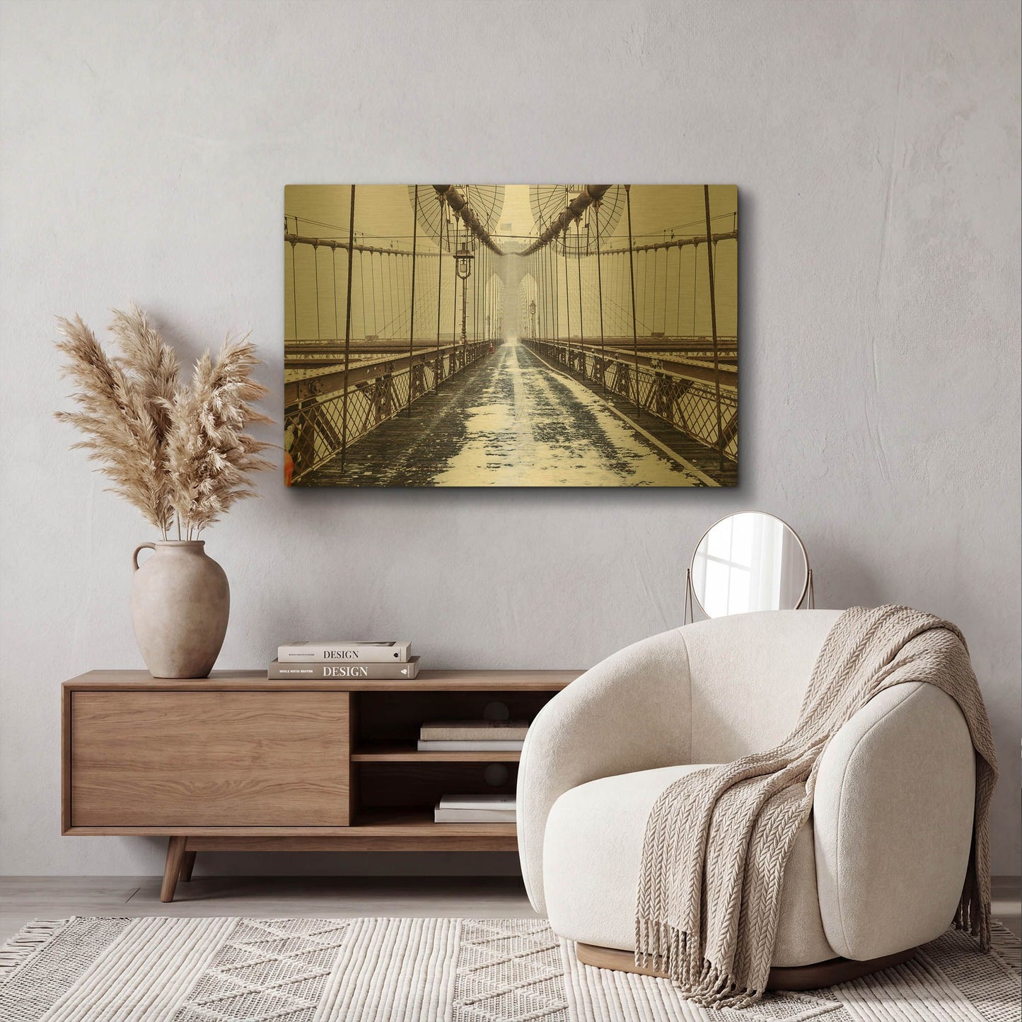 'The Brooklyn Bridge' By Bruce Getty Gold Metal Wall Art