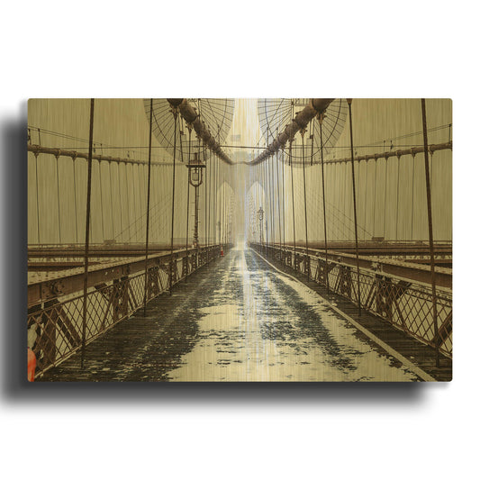 'The Brooklyn Bridge' By Bruce Getty Gold Metal Wall Art