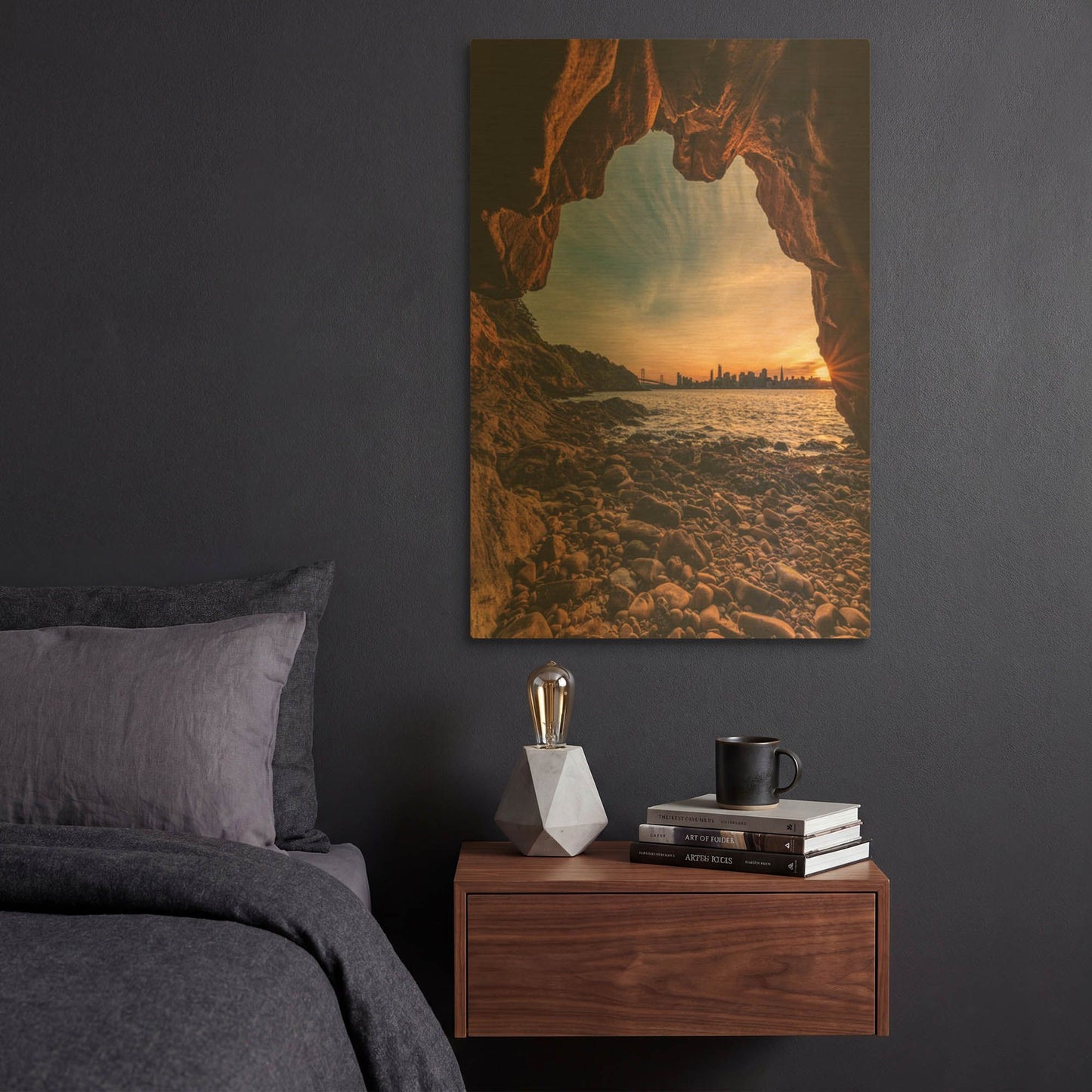 'Treasure Island Cave' By Bruce Getty Gold Metal Wall Art