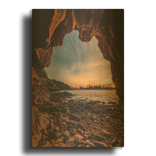 'Treasure Island Cave' By Bruce Getty Gold Metal Wall Art