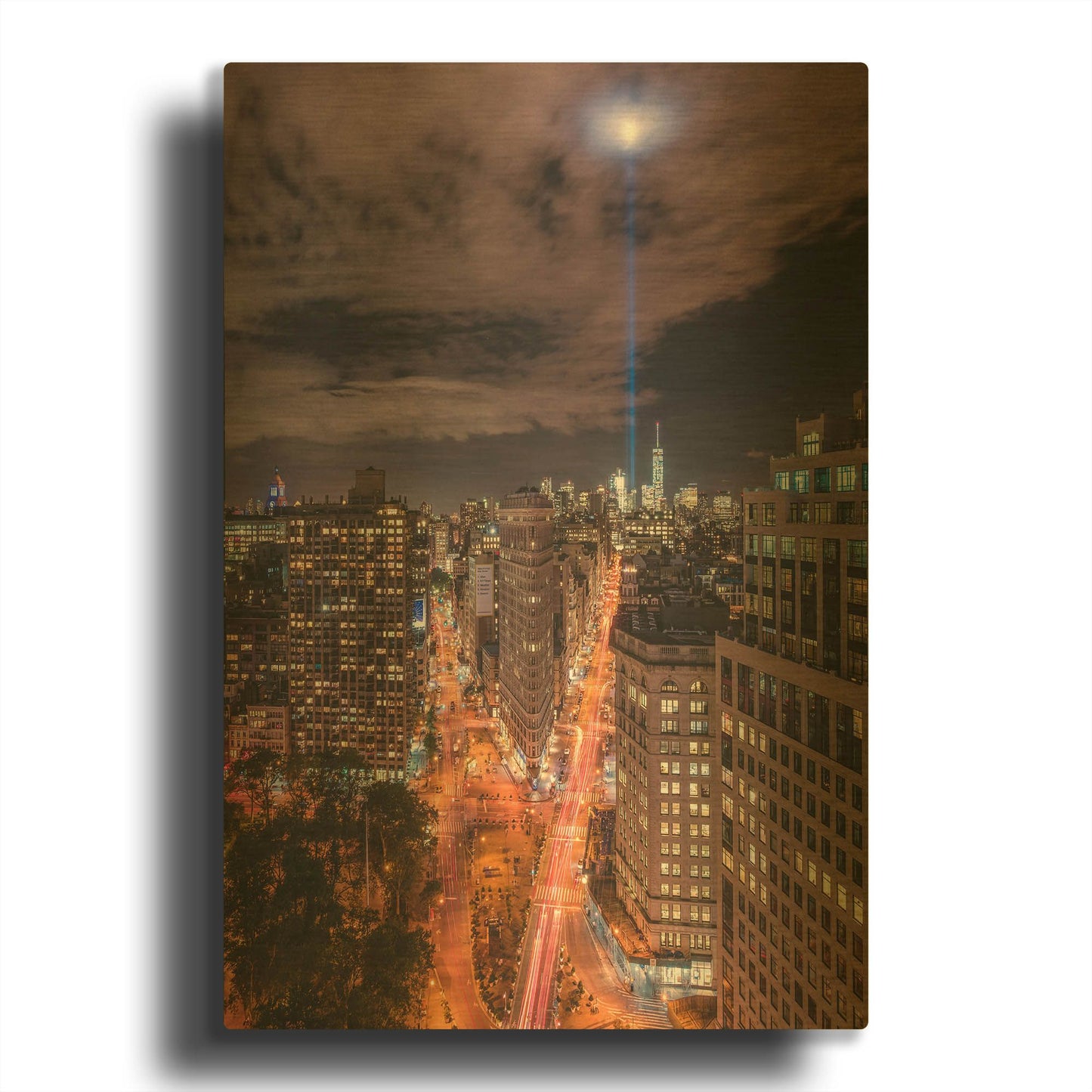 'Tribute Lights Flatiron District' By Bruce Getty Gold Metal Wall Art