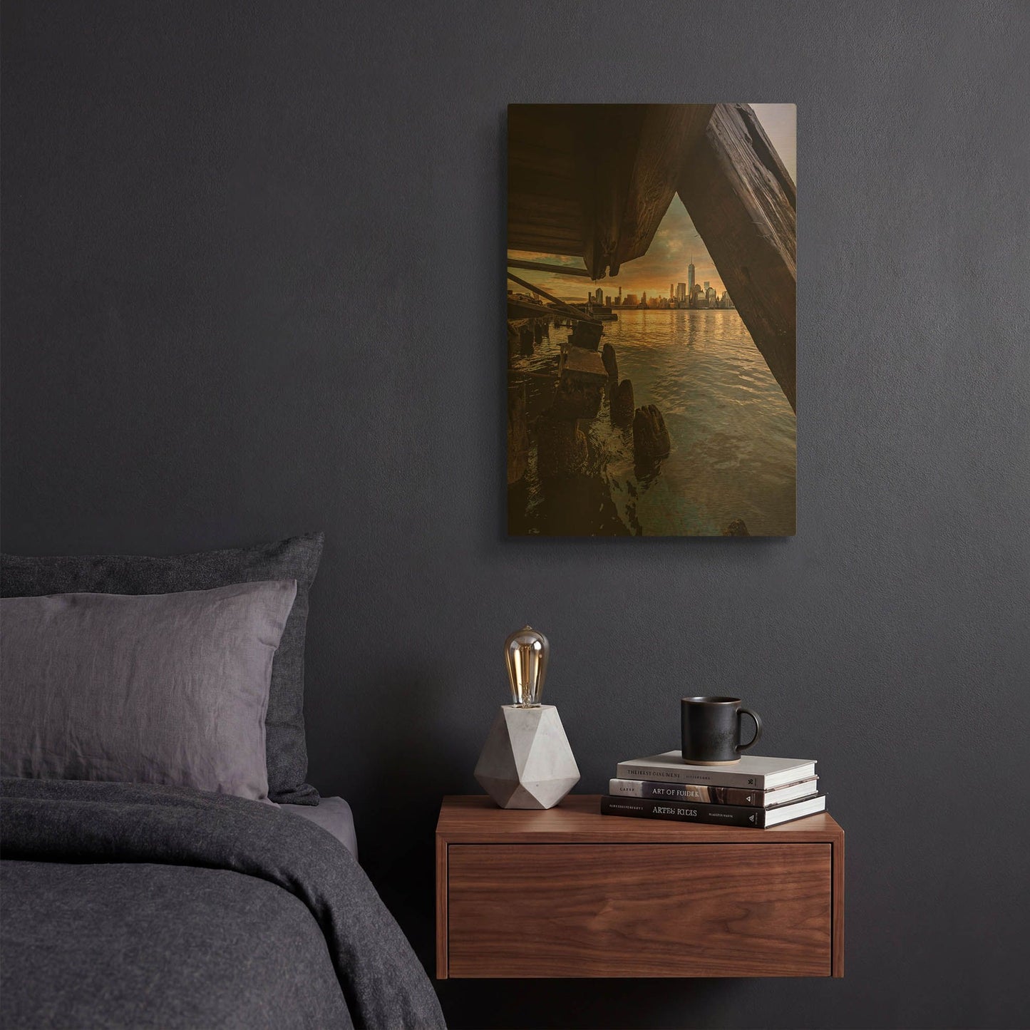 'Under the Pier' By Bruce Getty Gold Metal Wall Art