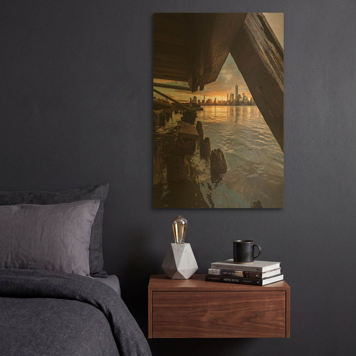 'Under the Pier' By Bruce Getty Gold Metal Wall Art