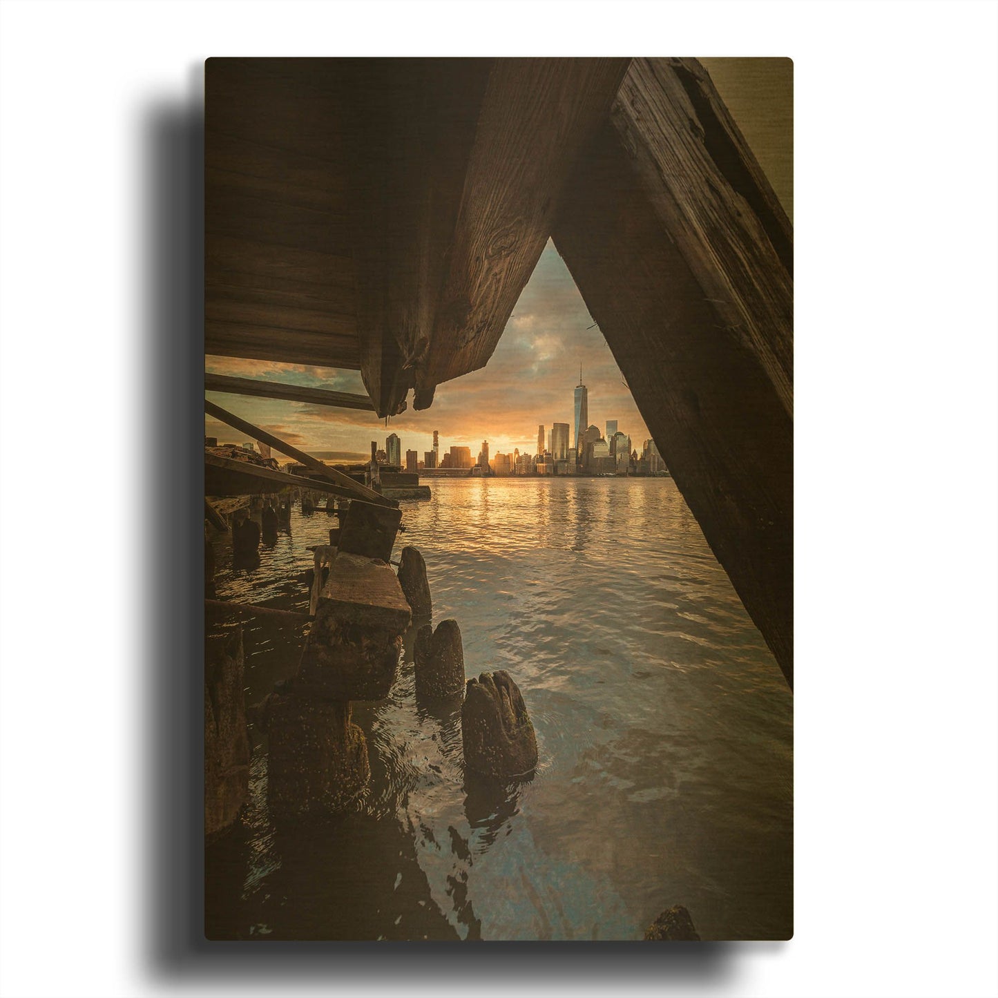 'Under the Pier' By Bruce Getty Gold Metal Wall Art