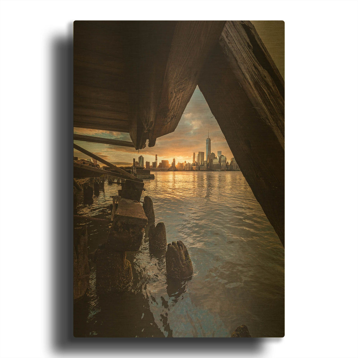 'Under the Pier' By Bruce Getty Gold Metal Wall Art