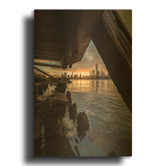 'Under the Pier' By Bruce Getty Gold Metal Wall Art