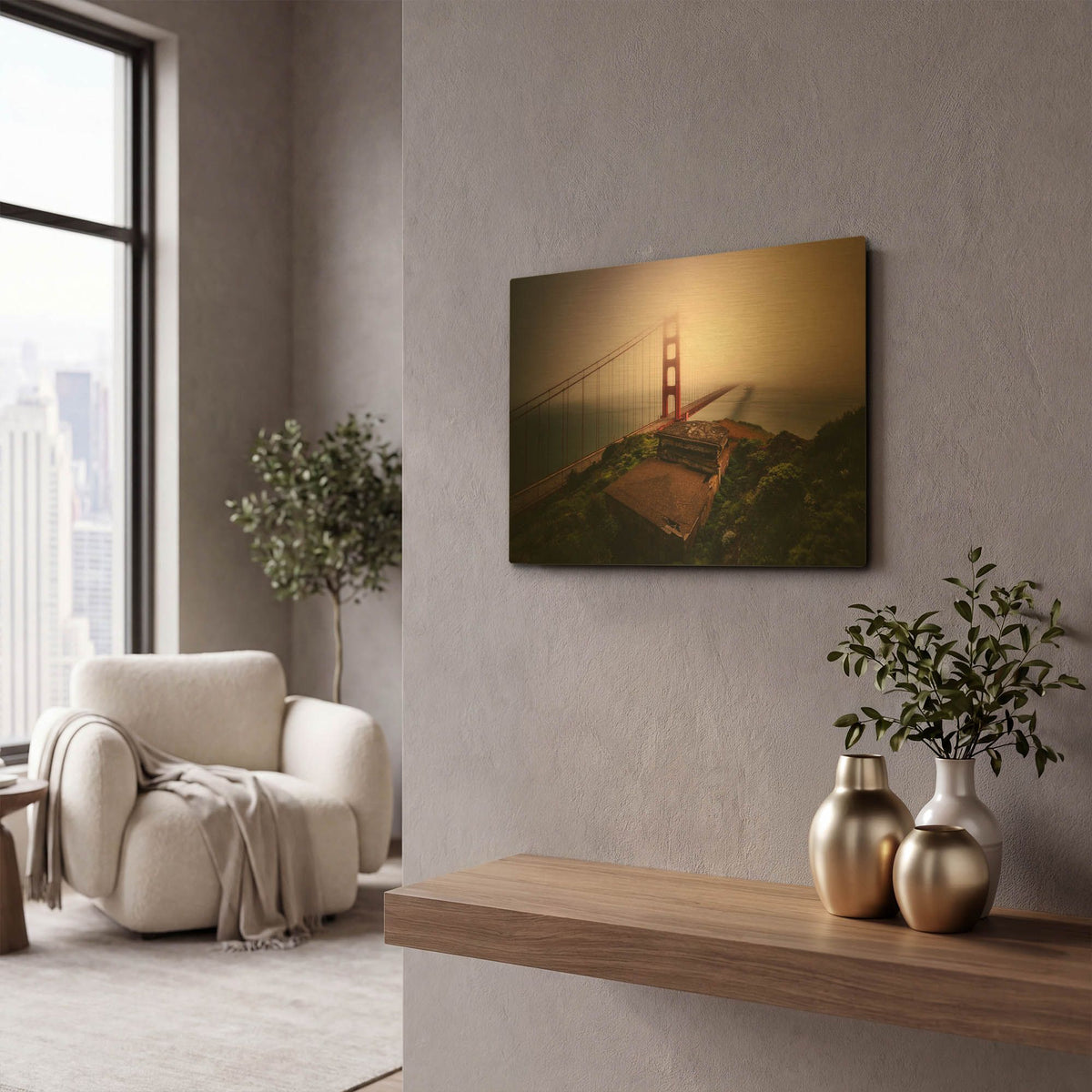 'White Out' By Bruce Getty Gold Metal Wall Art