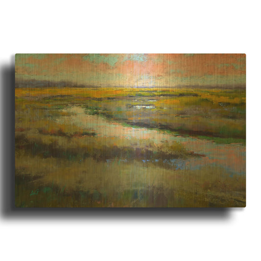 'A Glimmer on the Marsh' By Alejandra Goss Gold Metal Wall Art