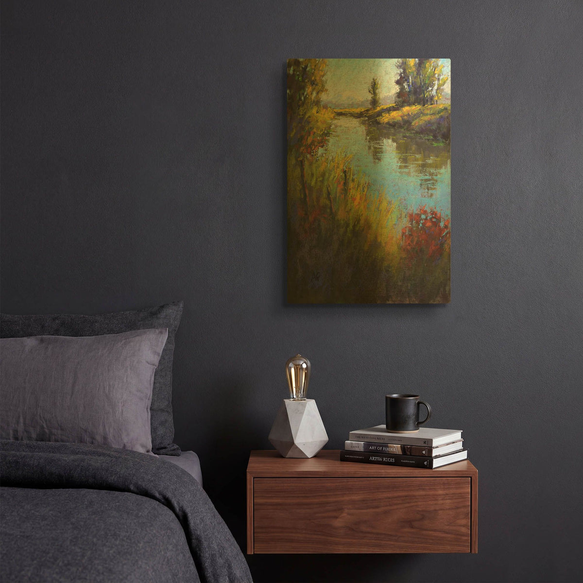 'Looking Down the Slough' By Alejandra Goss Gold Metal Wall Art
