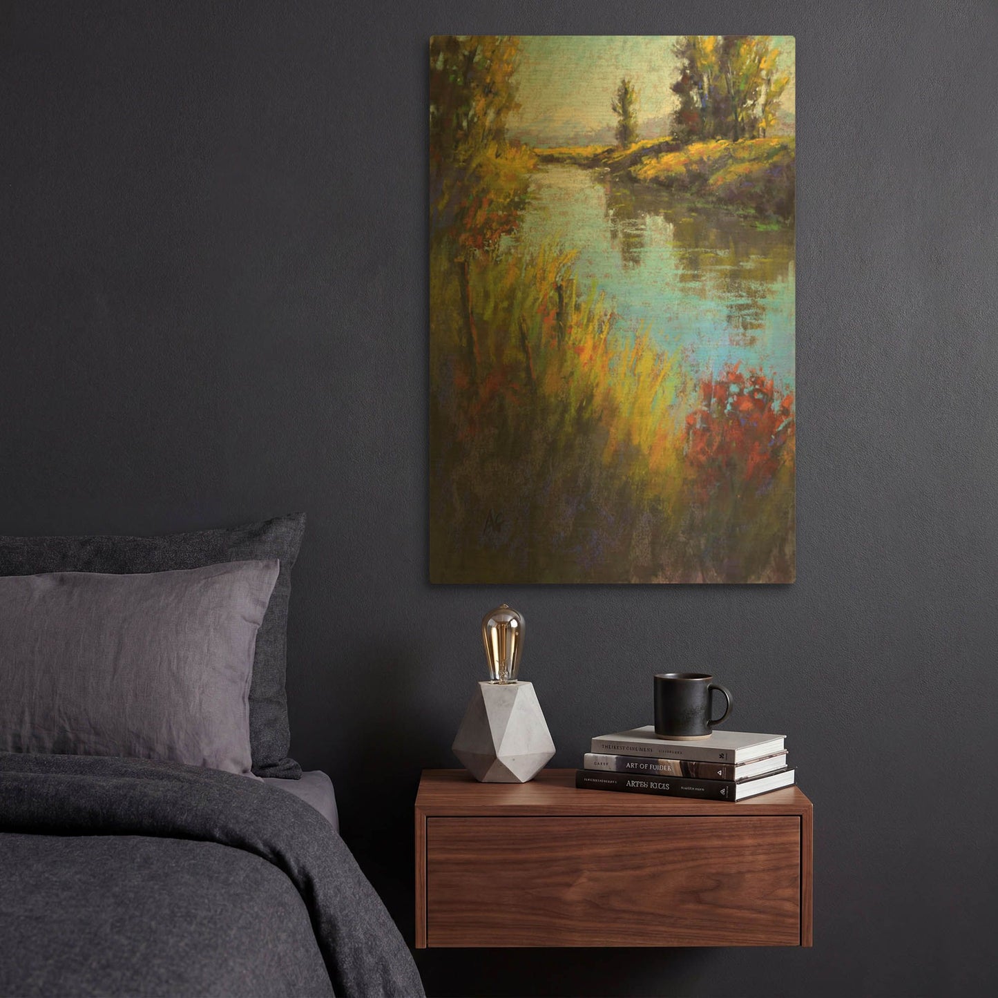 'Looking Down the Slough' By Alejandra Goss Gold Metal Wall Art