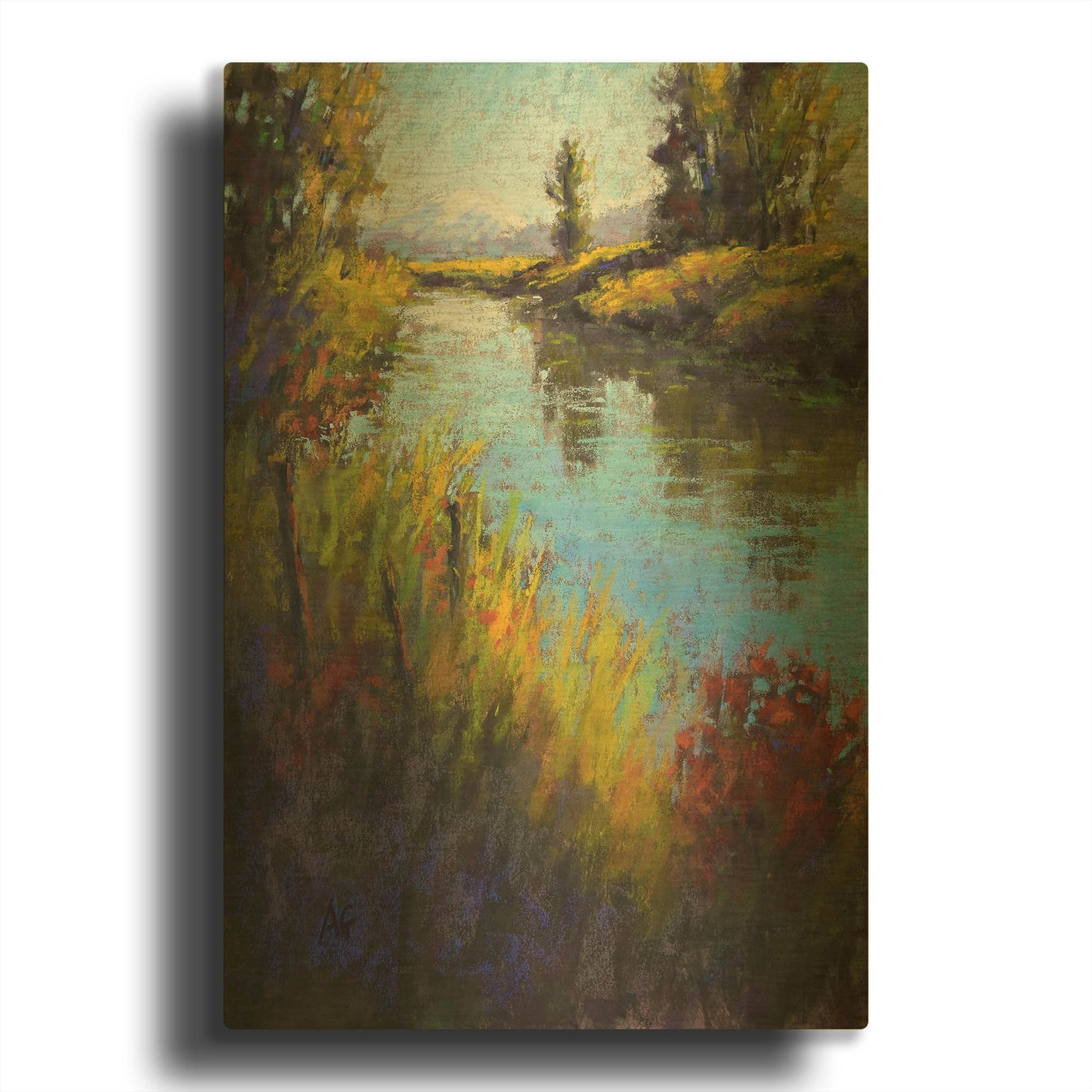 'Looking Down the Slough' By Alejandra Goss Gold Metal Wall Art