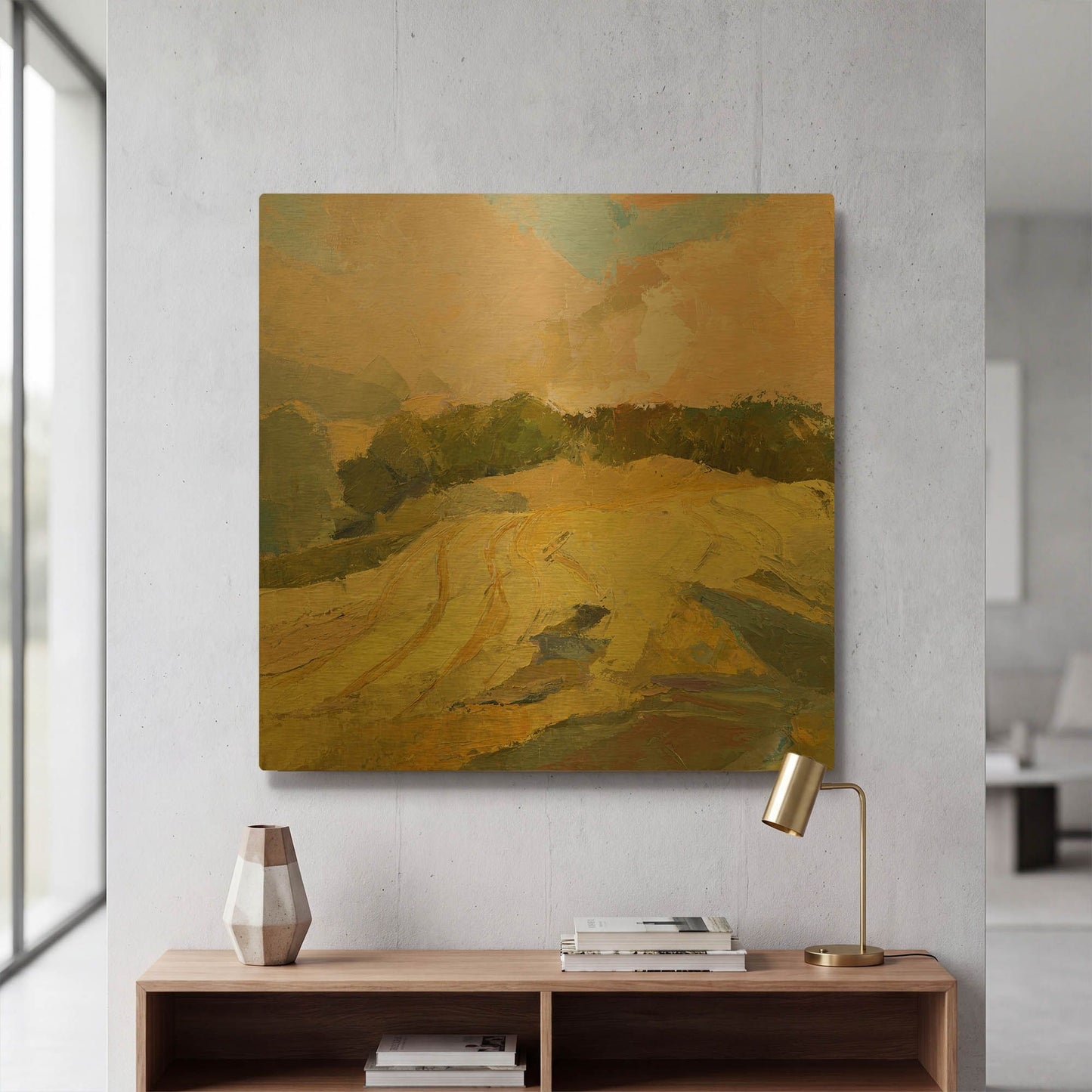 'Overcast Farm Day' By Ann Gordon Gold Metal Wall Art