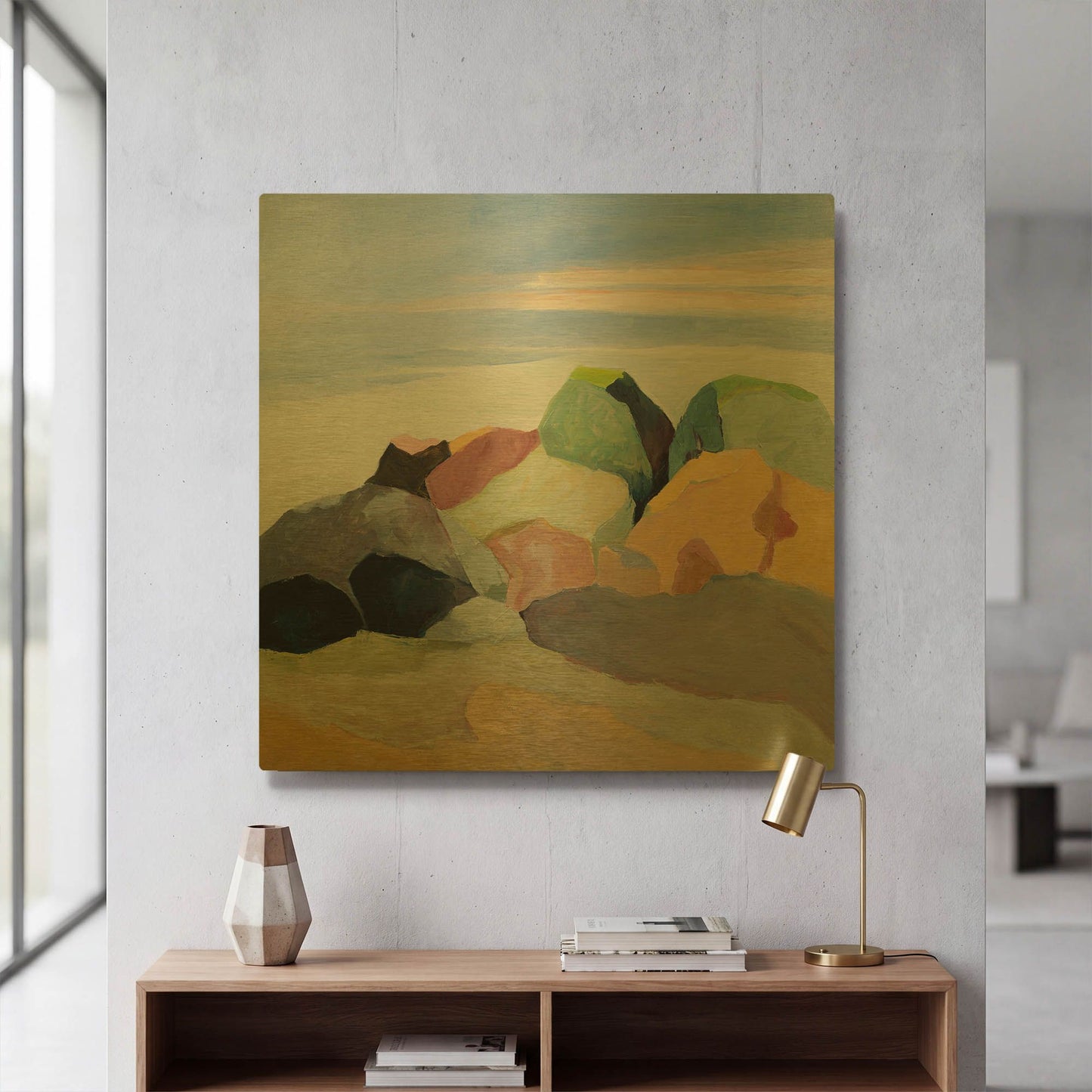 'Rockscape' By Ann Gordon Gold Metal Wall Art