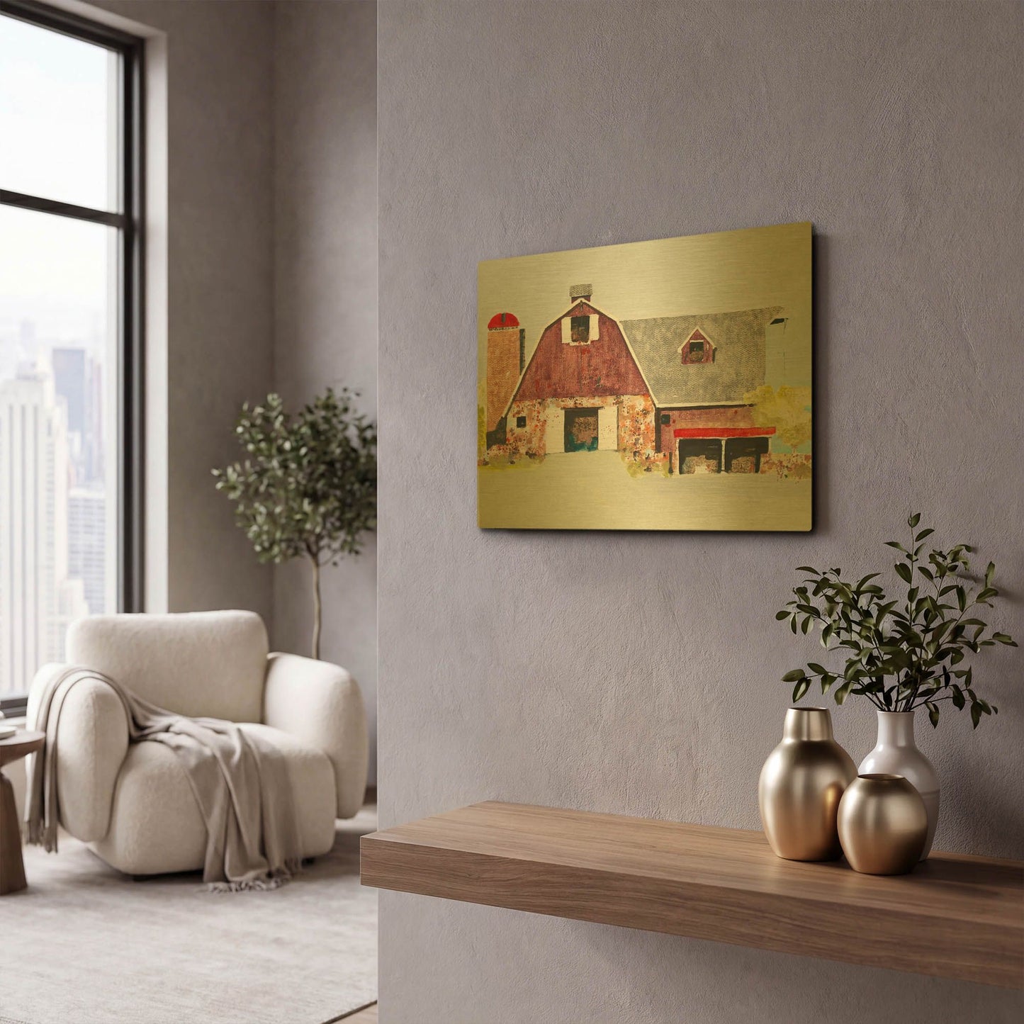 'Barn No. 2' By Anthony Grant Gold Metal Wall Art
