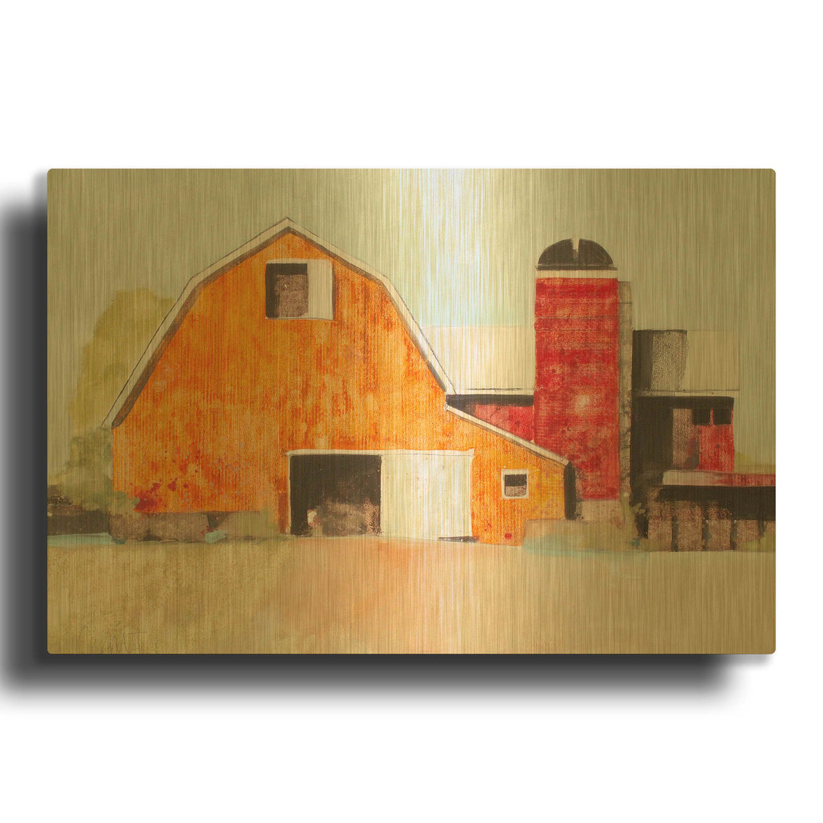 'Barn No. 3' By Anthony Grant Gold Metal Wall Art