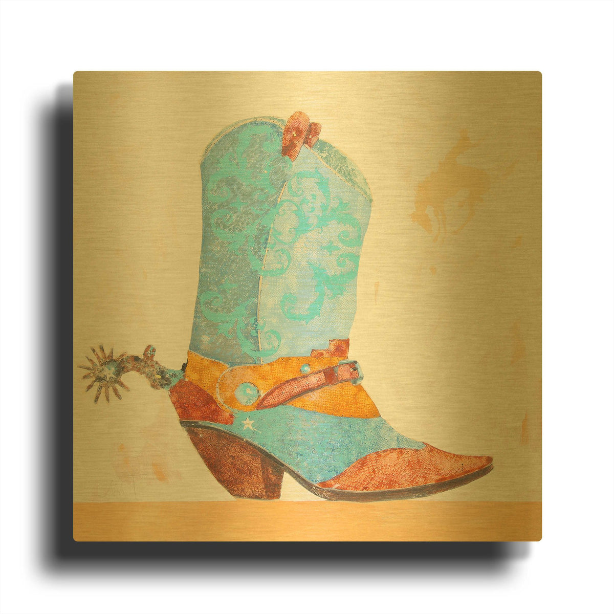 'Boy Boot' By Anthony Grant Gold Metal Wall Art
