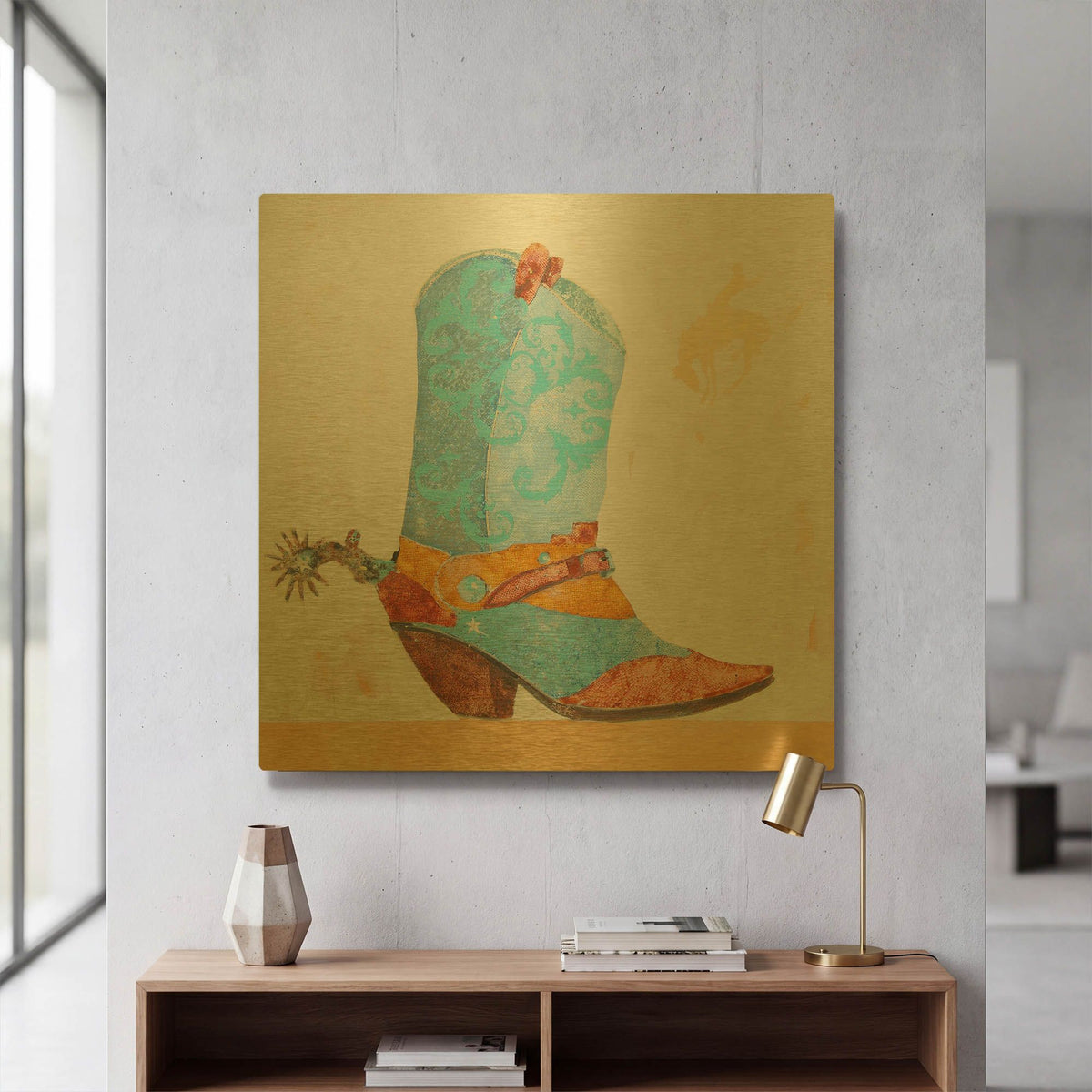 'Boy Boot' By Anthony Grant Gold Metal Wall Art