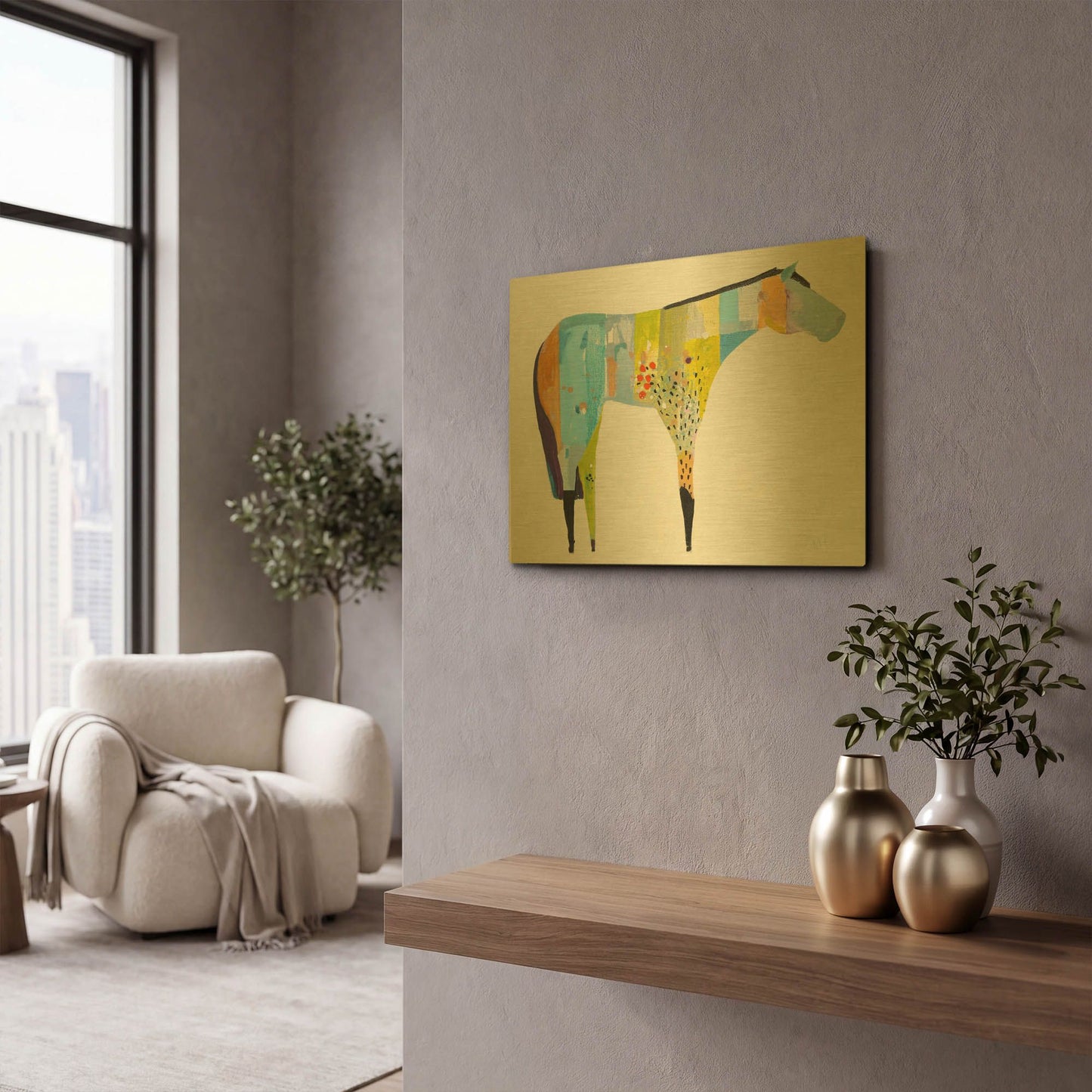 'Horse No. 27' By Anthony Grant Gold Metal Wall Art