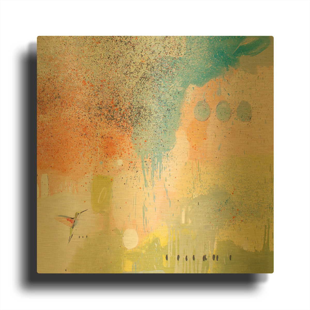 'Hummingbird at Home 1' By Anthony Grant Gold Metal Wall Art