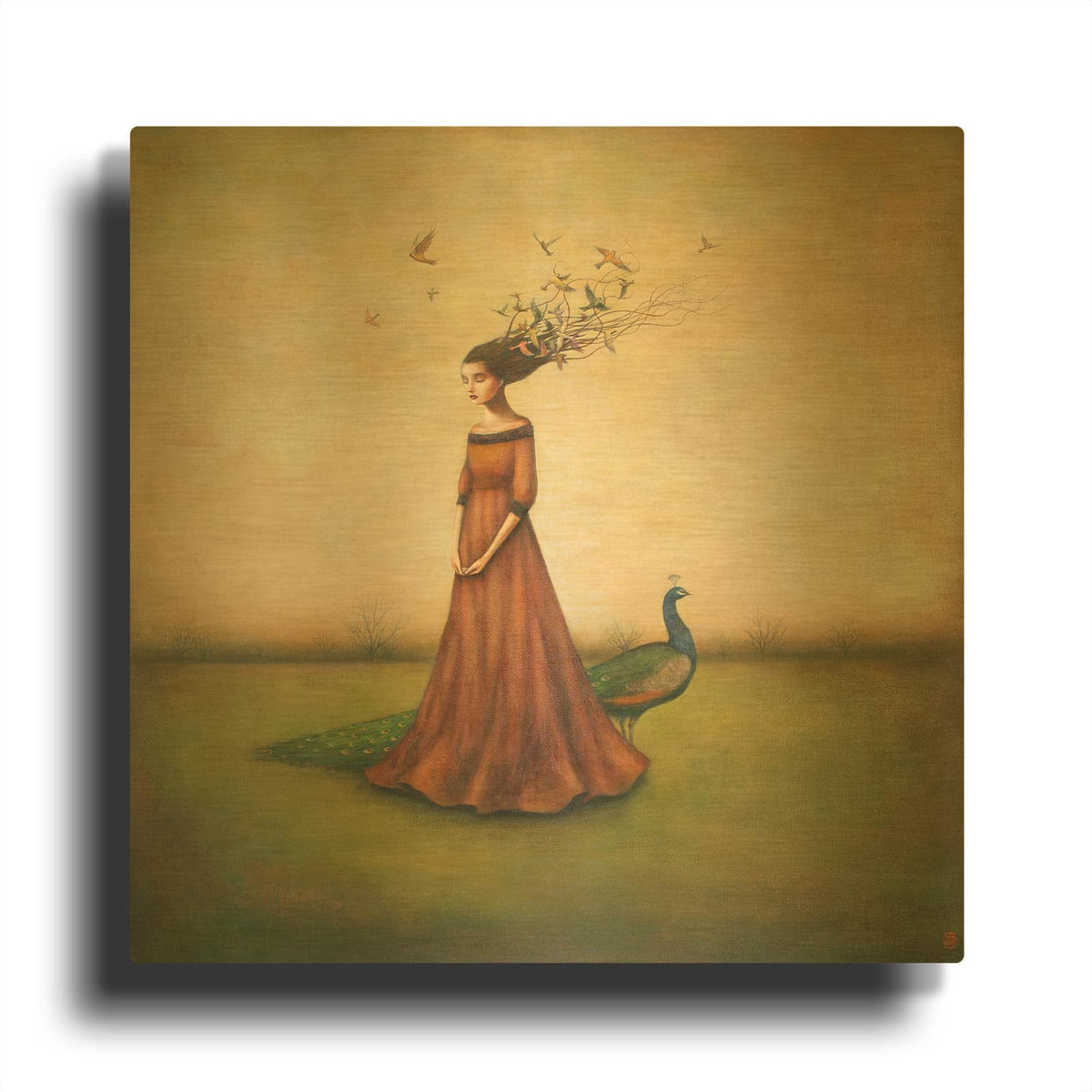 'Empty Nest Invocation' By Duy Huynh Gold Metal Wall Art
