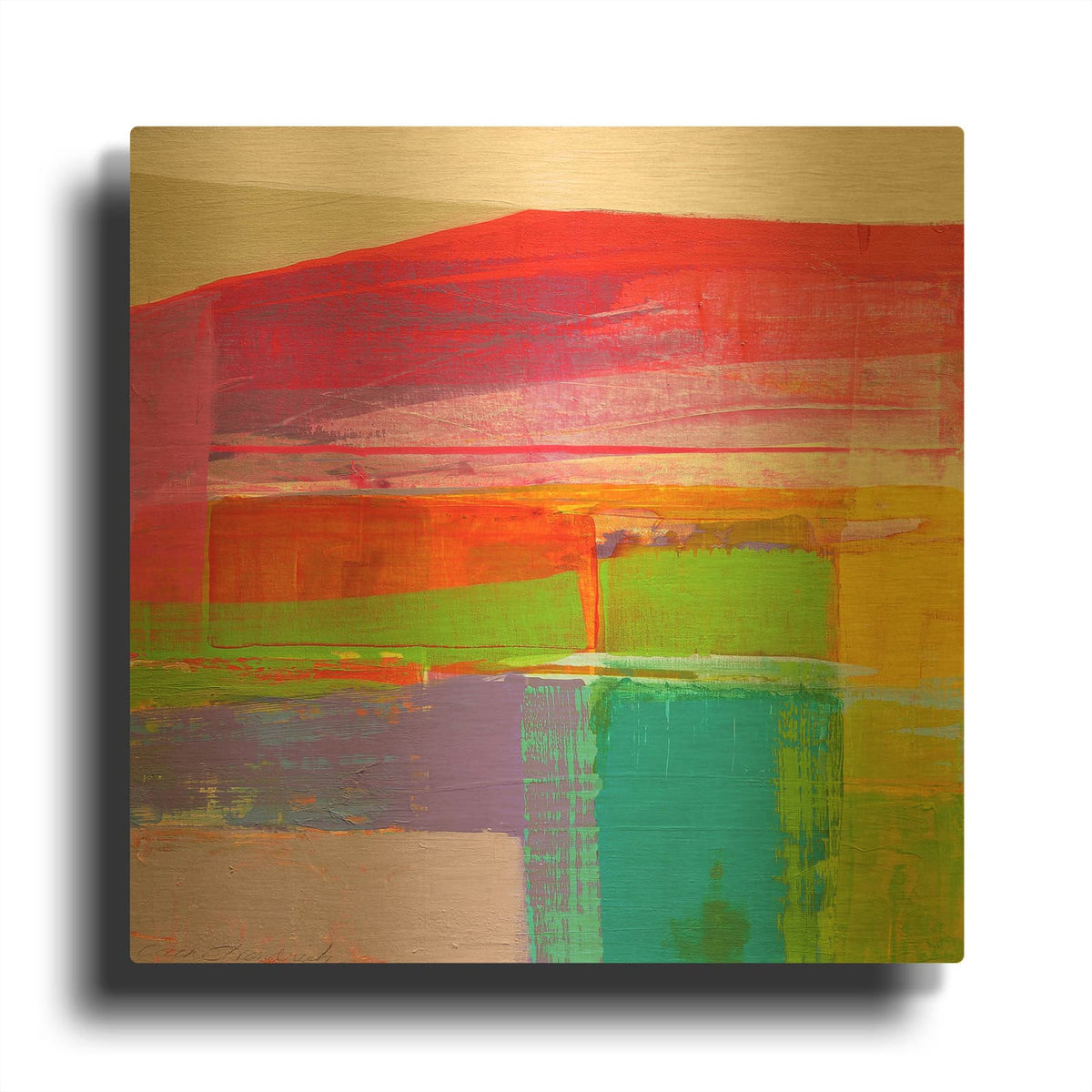 'Landscape Design No. 3' By Cathe Hendrick Gold Metal Wall Art