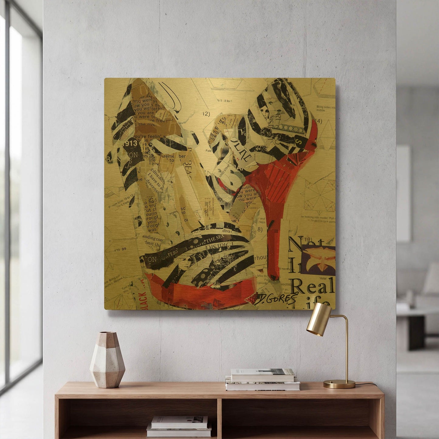 'Not in Real Life' By Derek Gores Gold Metal Wall Art