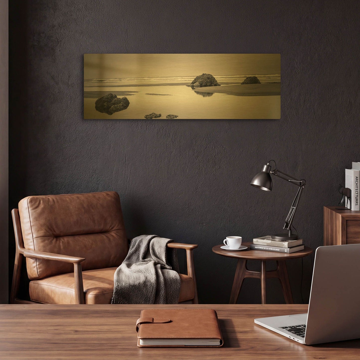 'Beach Rocks No. 4' By Gary Horsfall Gold Metal Wall Art