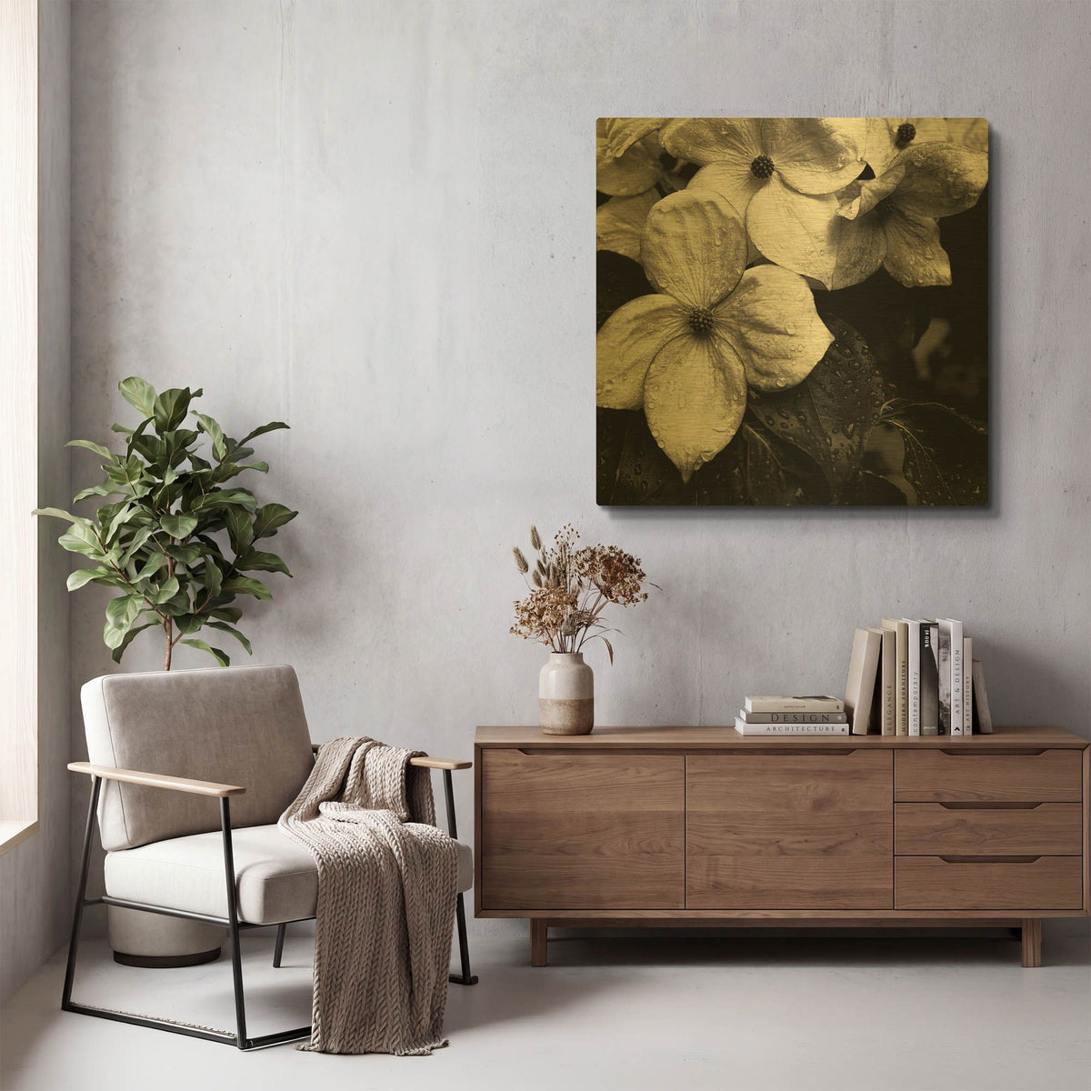 'Dogwood Flower No. 3' By Gary Horsfall Gold Metal Wall Art
