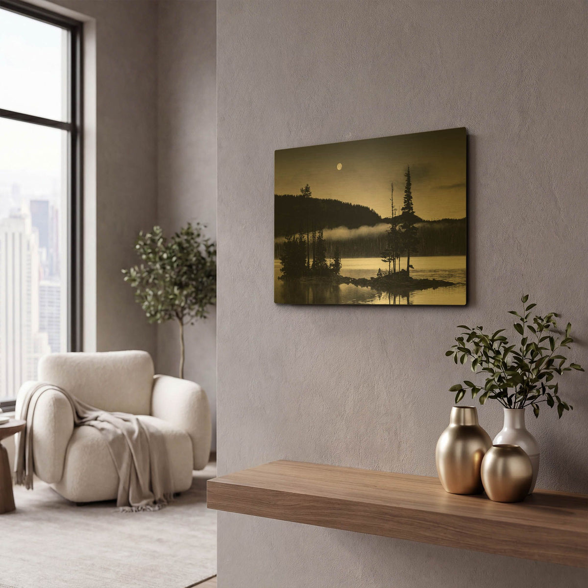 'Full Moon At Waldo' By Gary Horsfall Gold Metal Wall Art