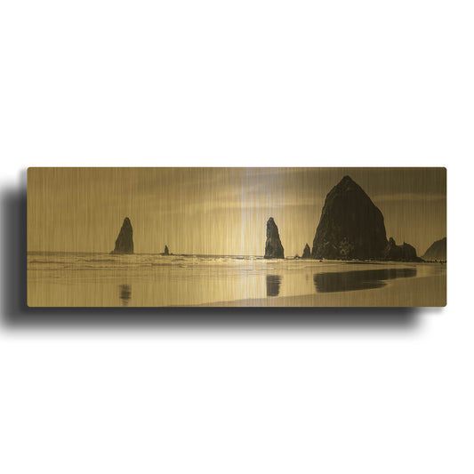 'Haystack Rock' By Gary Horsfall Gold Metal Wall Art