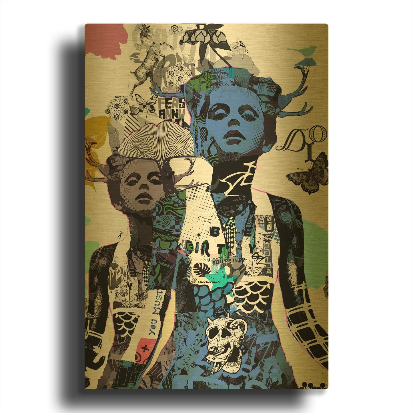 'Cover' By Giulio Lurissevich Gold Metal Wall Art