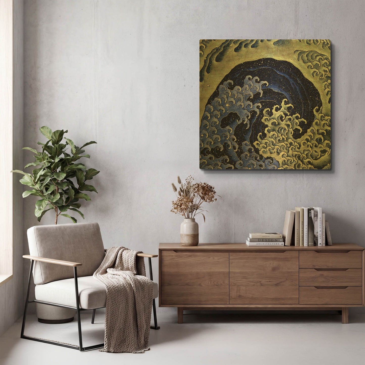 'Feminine Waves (Menami)' By LUXE Gold Metal Wall Art