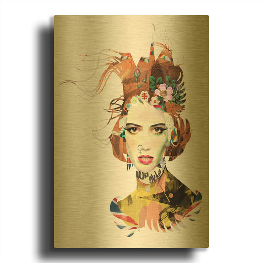 'The Queen' By Giulio Lurissevich Gold Metal Wall Art