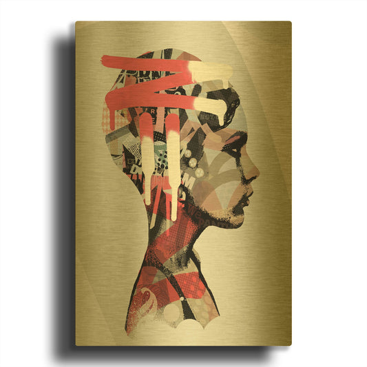 'Zeta' By Giulio Lurissevich Gold Metal Wall Art