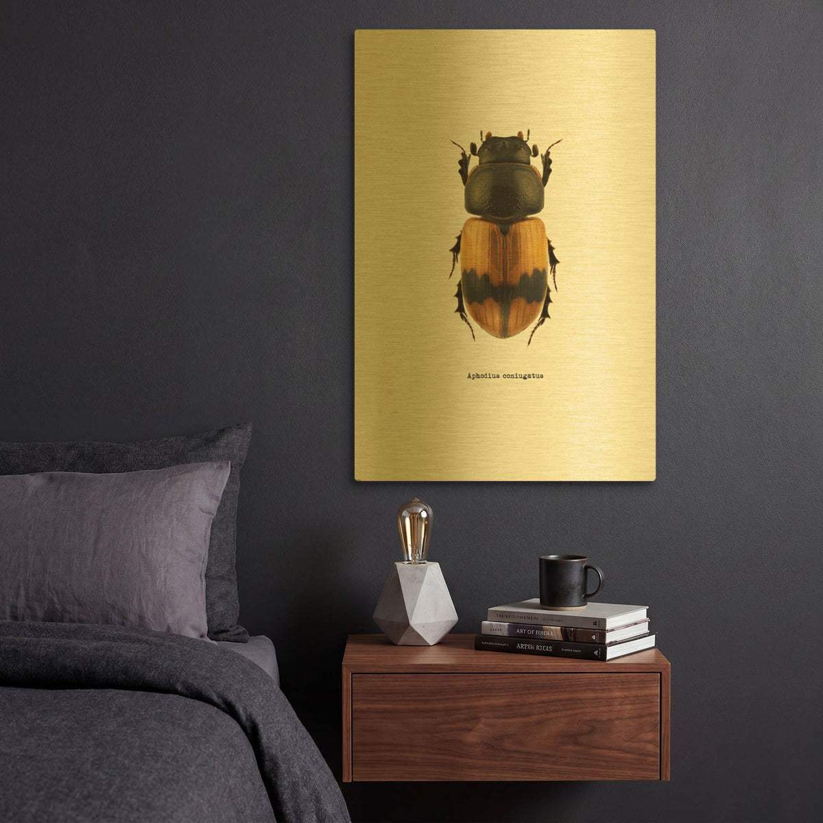 'Beetle Orange' By GraphINC Gold Metal Wall Art